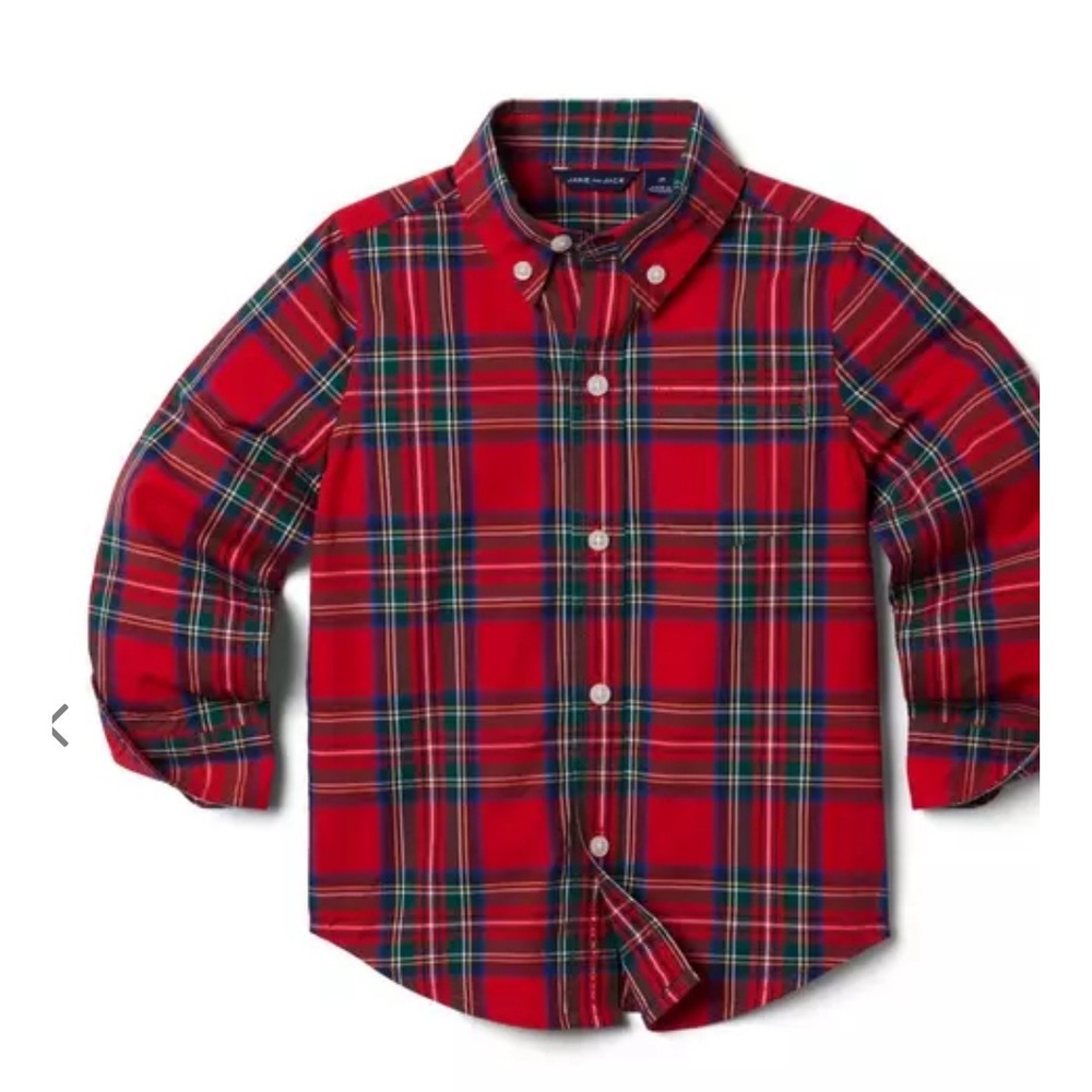 Janie and Jack Baby Boy Bradbury Red Plaid Poplin Shirt size 6-12 mths holiday
